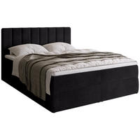 BOXBETT DENVER mit Topper 140x200 Schwarz - Schwarz, Textil (140/200cm) - Bromarkt