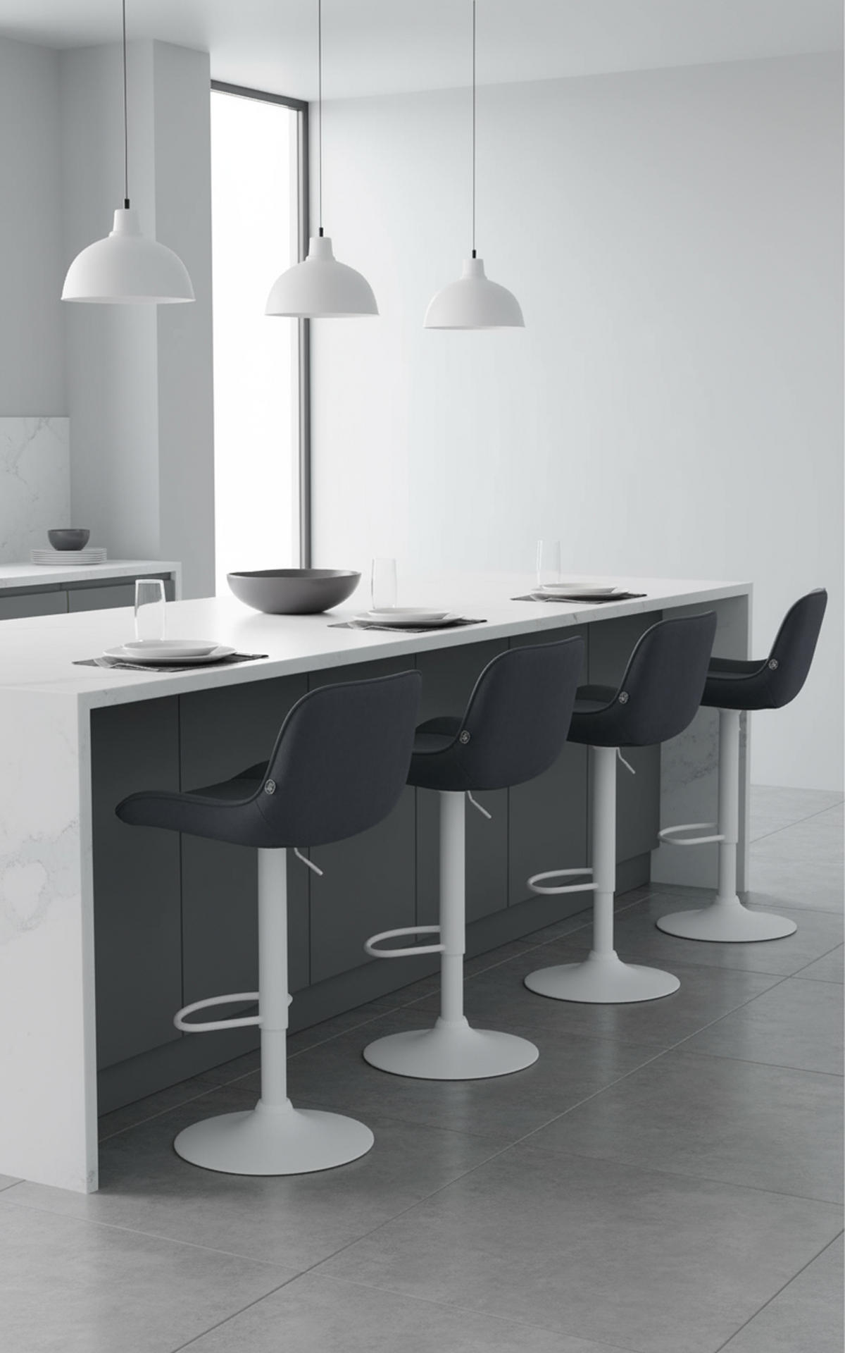 BARHOCKER Vulcano Samt weiß schwarz - Schwarz/Weiß, Textil/Metall (49/106/51cm) - TPFLiving