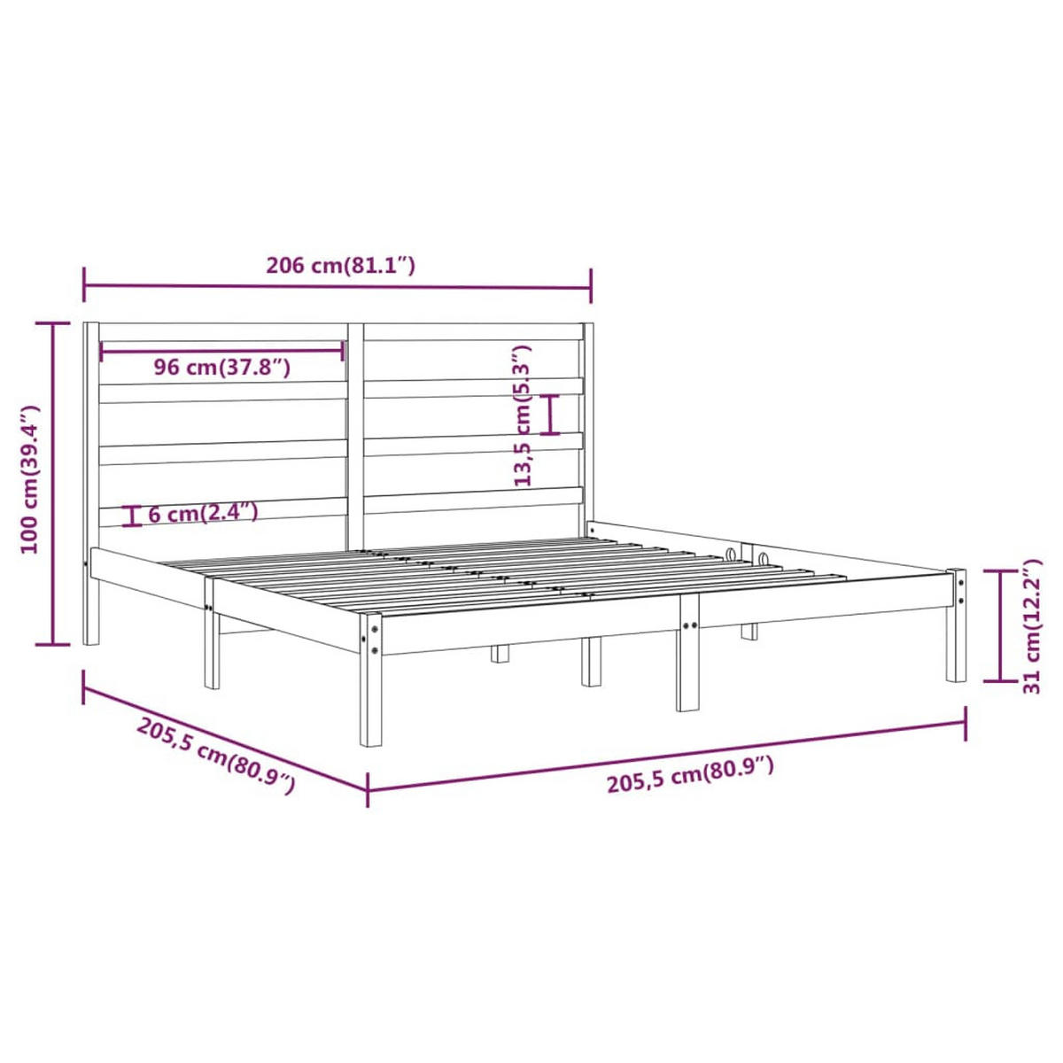 MASSIVHOLZBETT Ohne Matratze 200/200 Cm Kiefer - Braun, Holz (200/200cm) - vidaXL