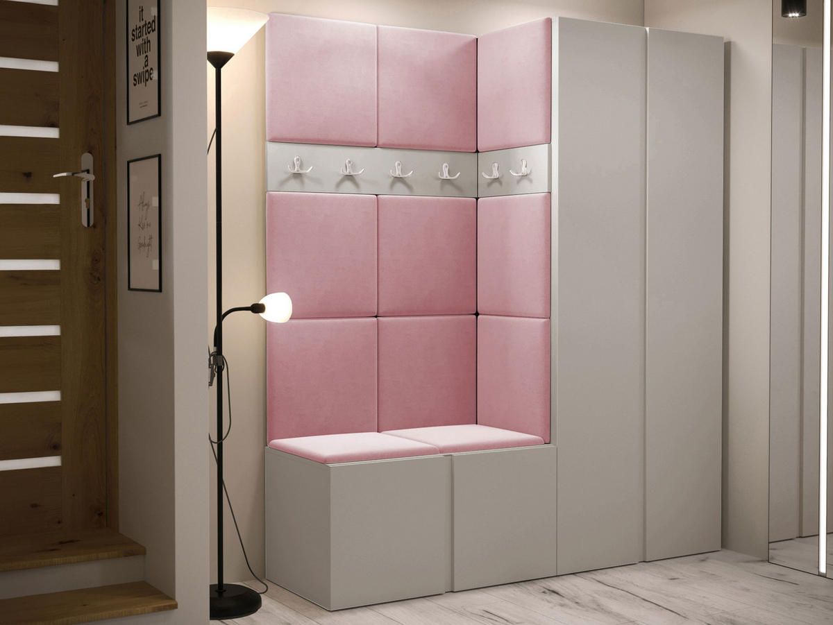 GARDEROBEN-SET Orion III - Kaschmir/Rosa, Holzwerkstoff/Kunststoff (158/186/46cm) - MIRJAN24