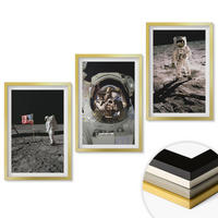 WANDBILDER 3er Set - 40x60 cm Goldrahmen - NASA-Mondlandung - Goldfarben, Kunststoff (40/60cm) - ArtPrintCave