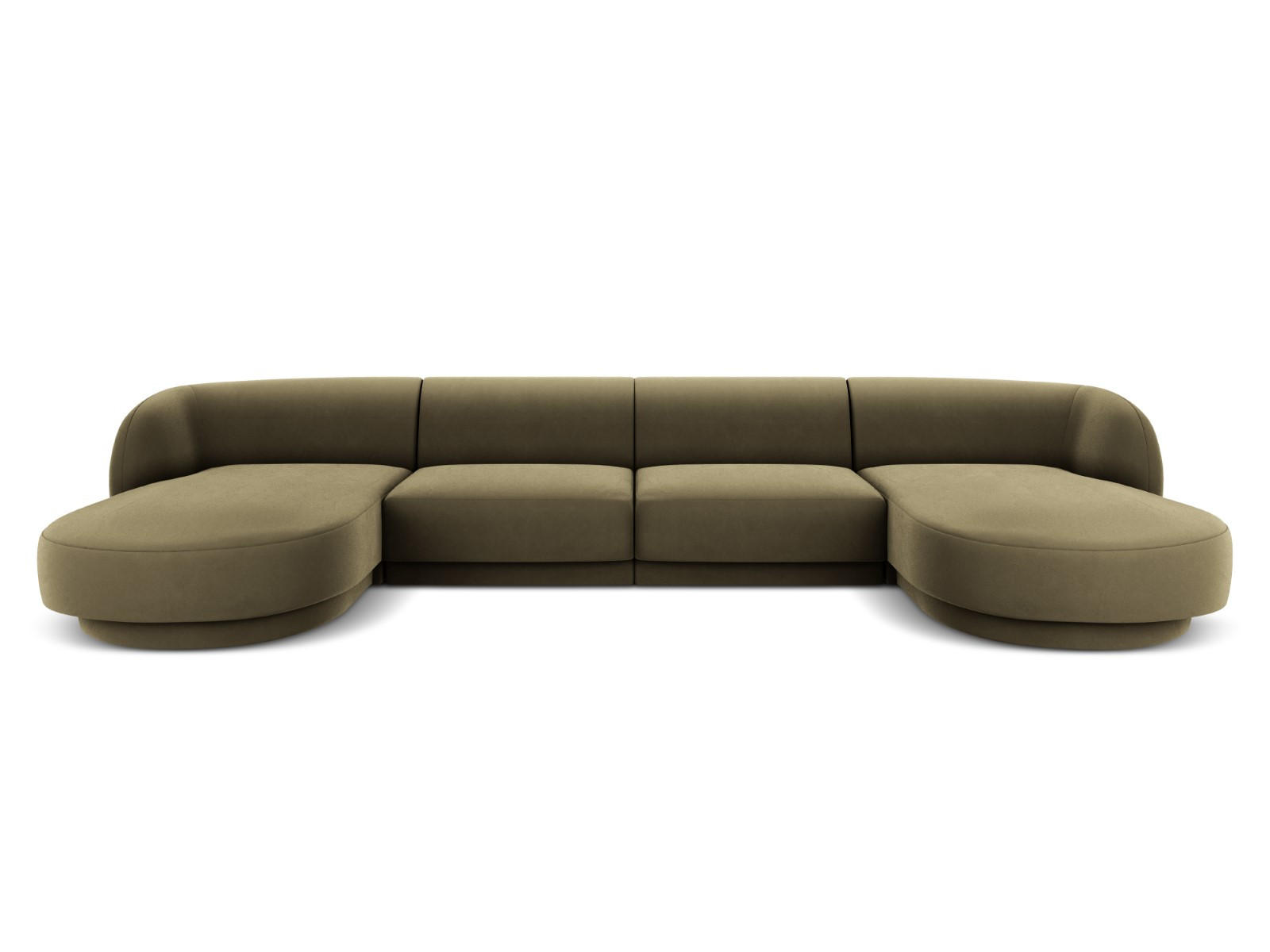 PANORAMASOFA Miley aus Samt grün 5 Sitzplätze - Grün, Textil (156/70/330cm) - Micadoni