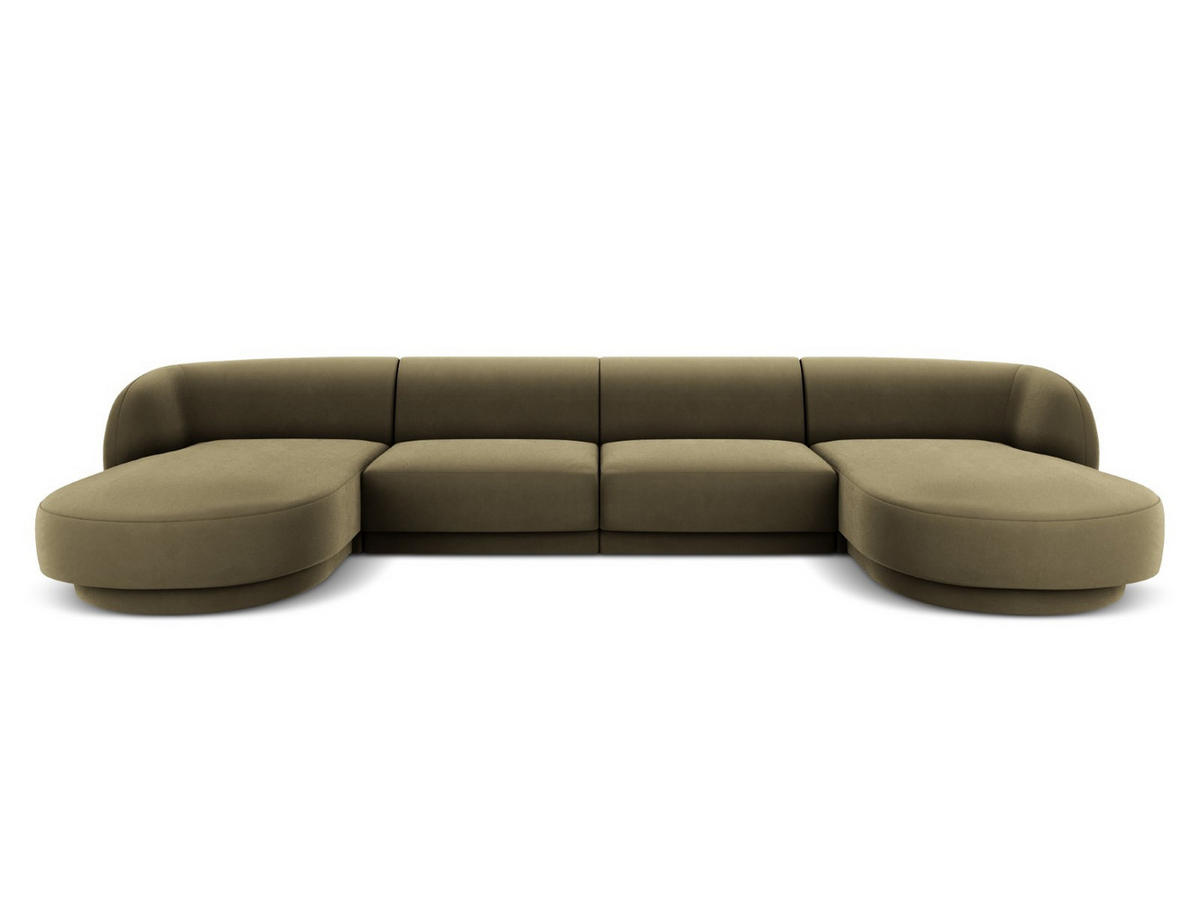 PANORAMASOFA Miley aus Samt grün 5 Sitzplätze - Grün, Textil (156/70/330cm) - Micadoni
