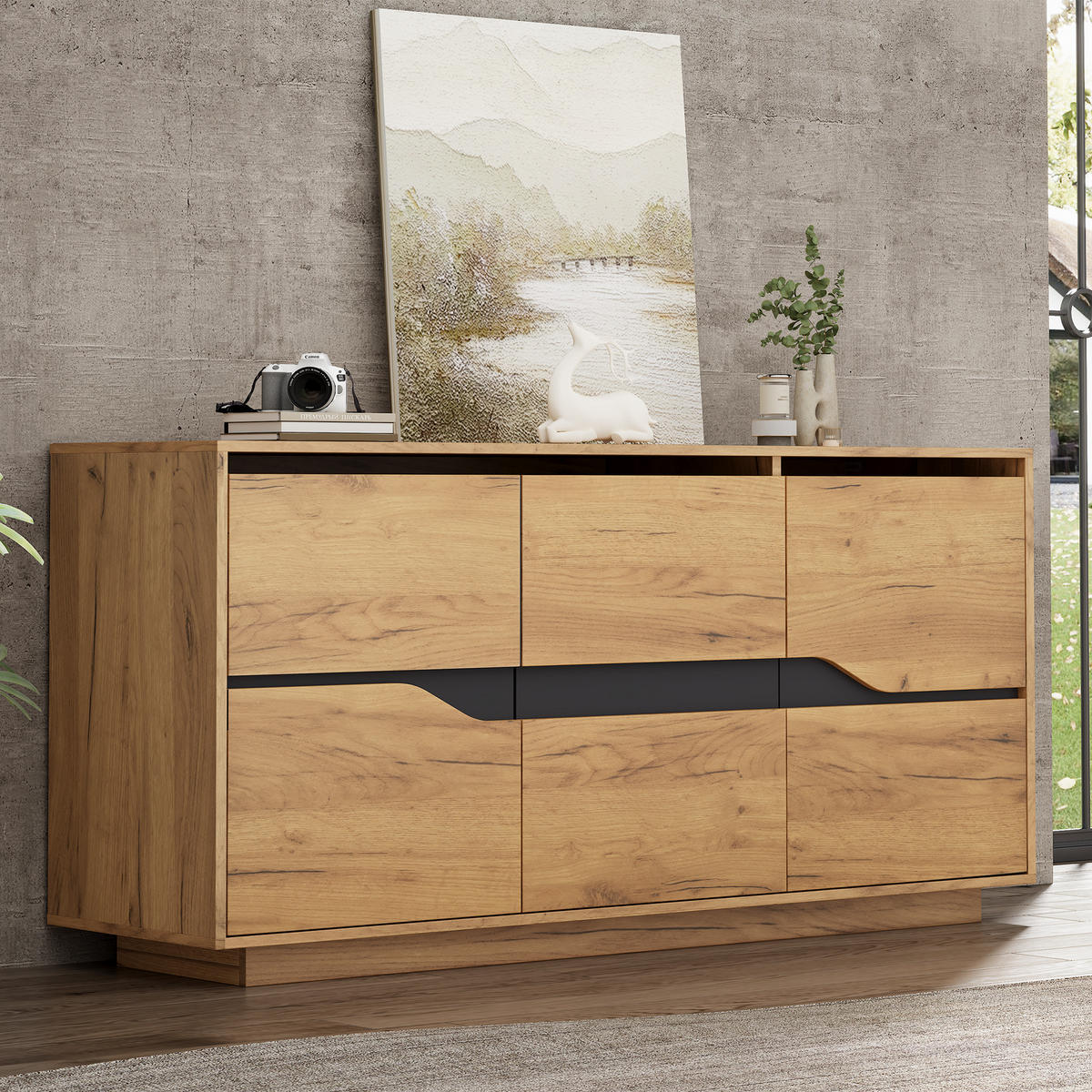 SIDEBOARD Eichefarben 140/40/70 cm - Eichefarben, Holzwerkstoff (140/70/40cm) - PANGIVO