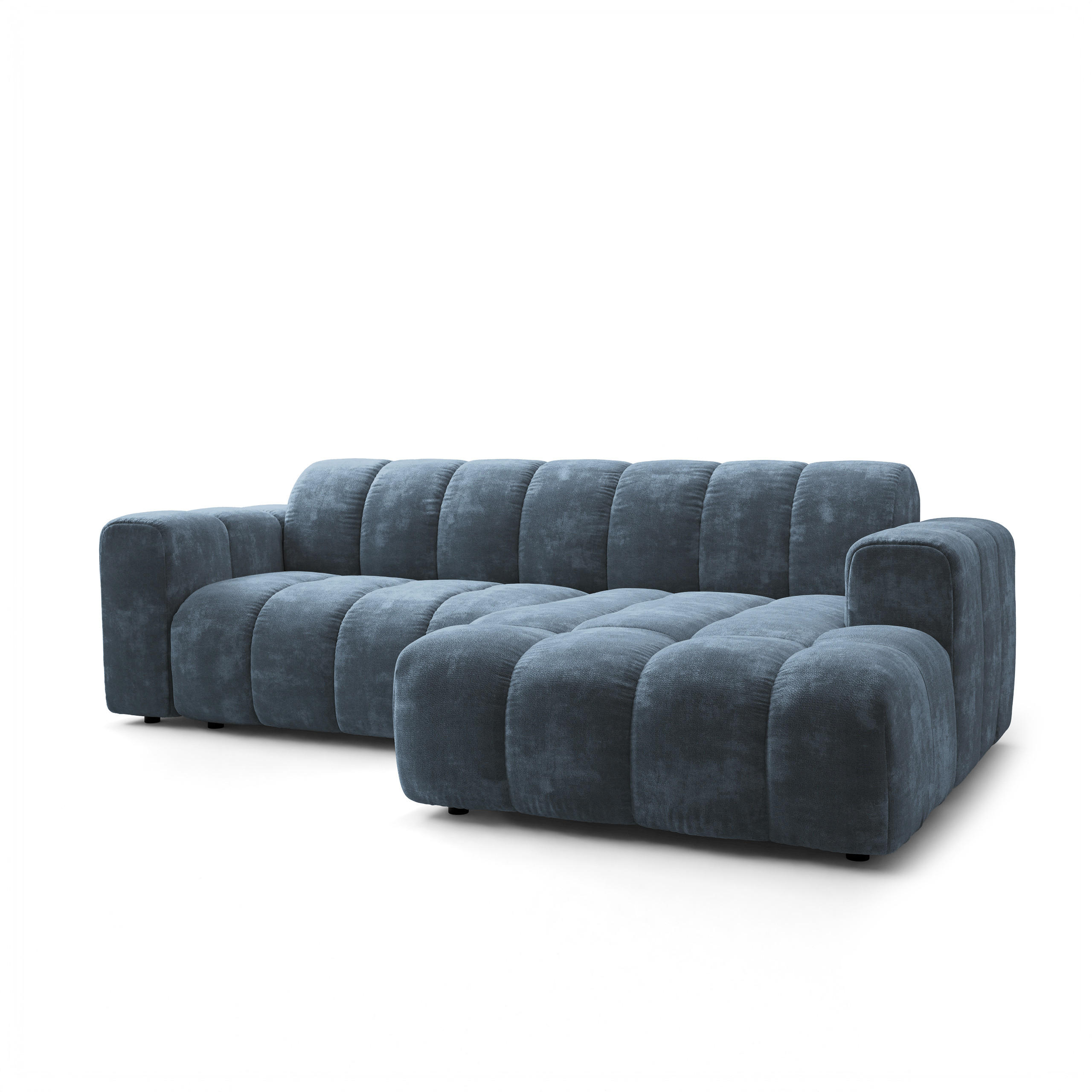 ECKSOFA TISI Blau Chenille - Blau, Holz (274/165cm) - MASSENO
