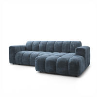 ECKSOFA TISI Blau Chenille - Blau, Holz (274/165cm) - MASSENO