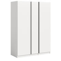 KLEIDERSCHRANK weiß 3-türig 130 x 183 cm, Drehtürenschrank inklusive Kleiderstangen - Schwarz/Weiß, Holzwerkstoff/Kunststoff (130/183/53cm) - Inn.Furn