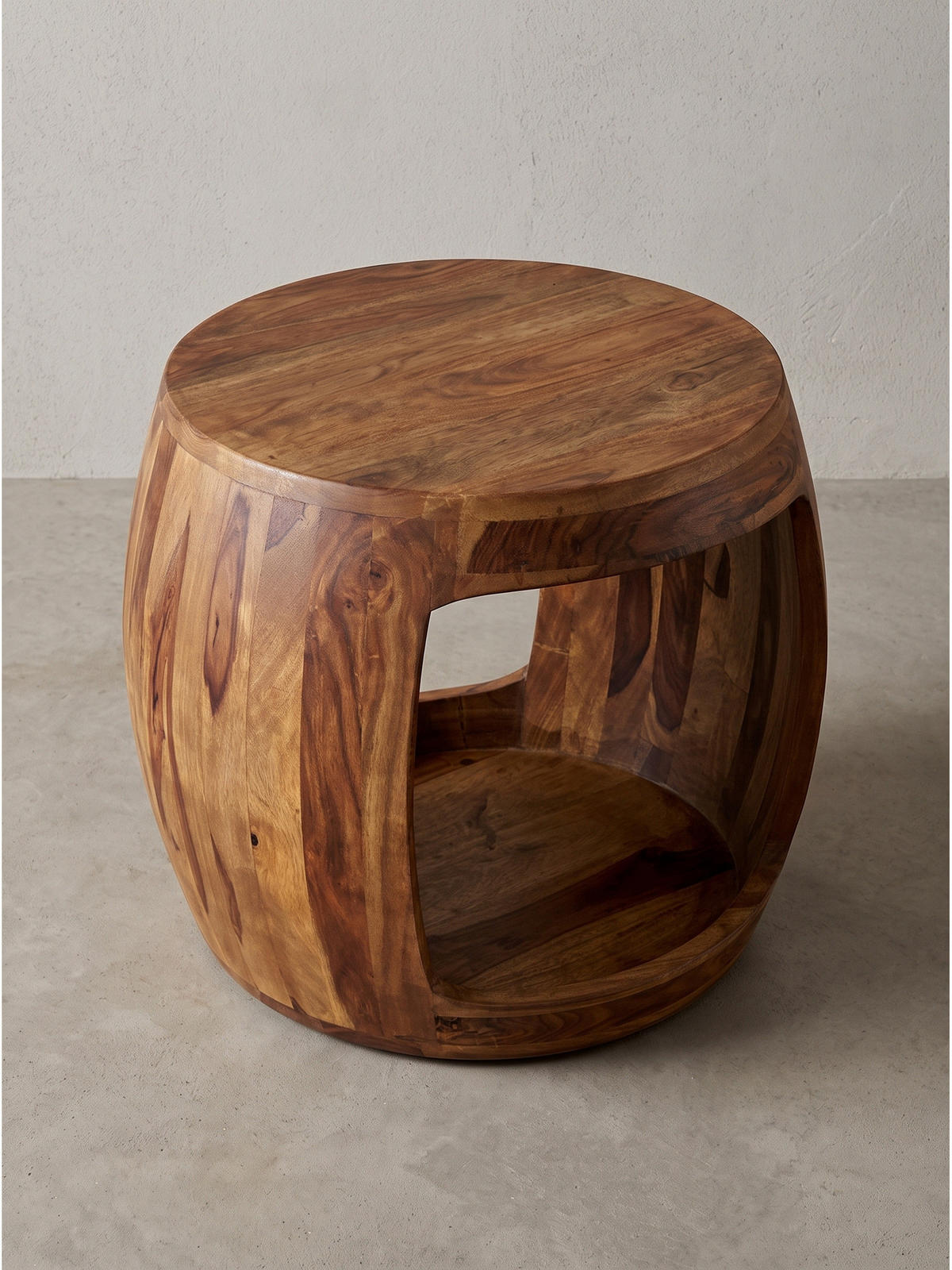 BEISTELLTISCH ANTEQUERA, Dunkles Massivholz, Ø 50 x 40 cm - Dunkelbraun/Braun, Holz (50/50/40cm) - KADIMA DESIGN