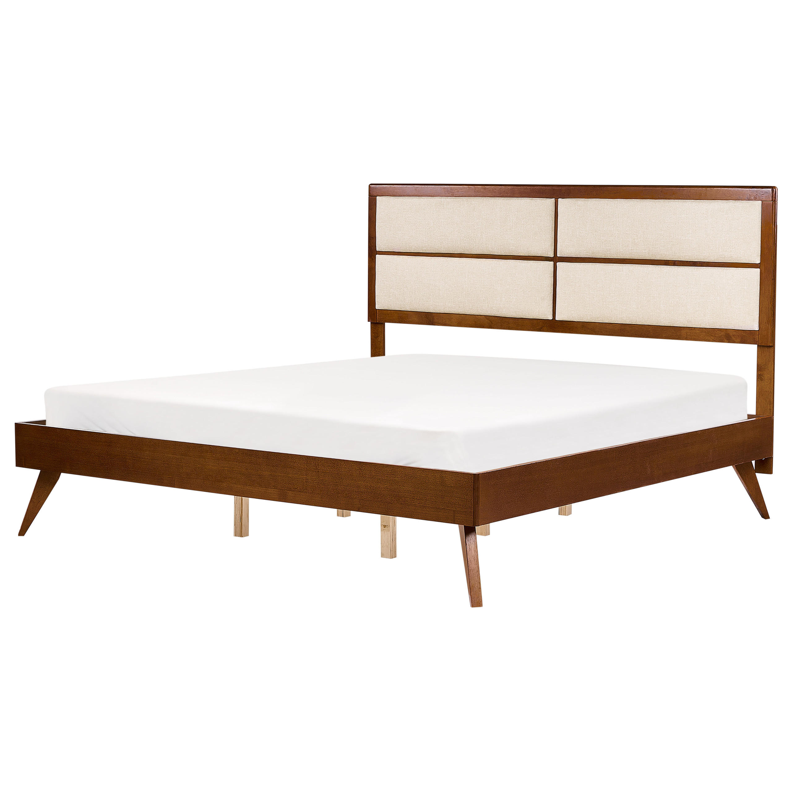 BETT mit Lattenrost 180/200 cm Dunkelbraun Poissy - Dunkelbraun/Beige, Holzwerkstoff (180/200cm) - Beliani