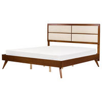 BETT mit Lattenrost 180/200 cm Dunkelbraun Poissy - Dunkelbraun/Beige, Holzwerkstoff (180/200cm) - Beliani