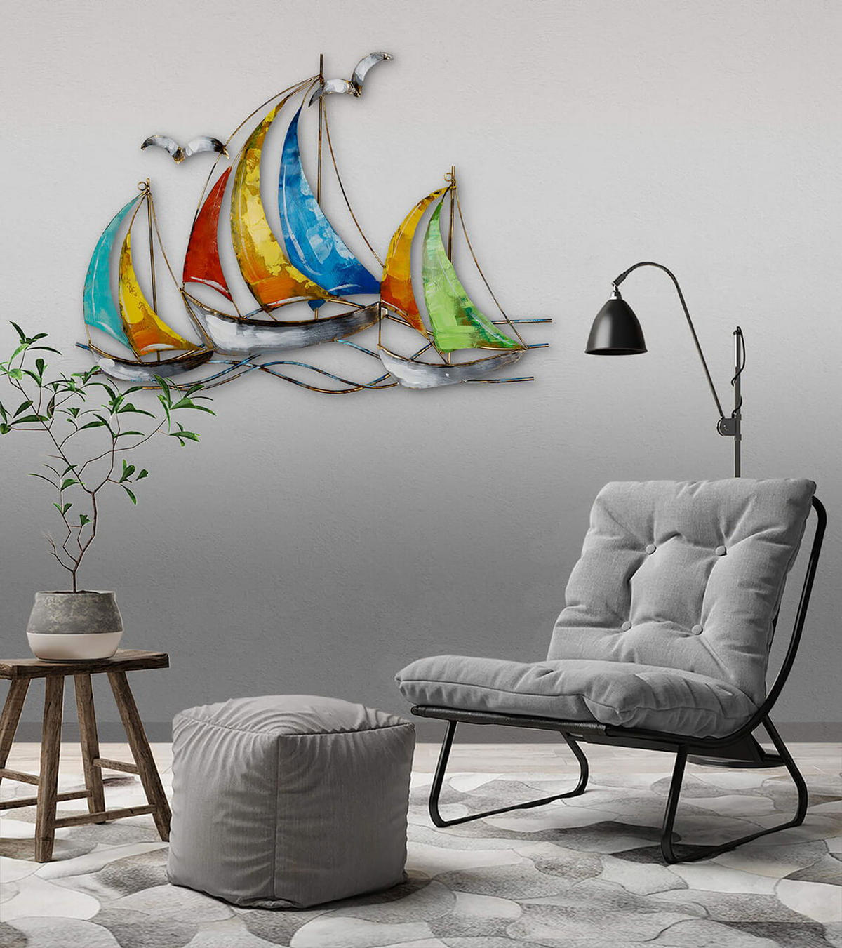 WANDDEKO Bunt 100/75 cm - Multicolor, Metall (2.6/75/3cm) - KUNSTLOFT