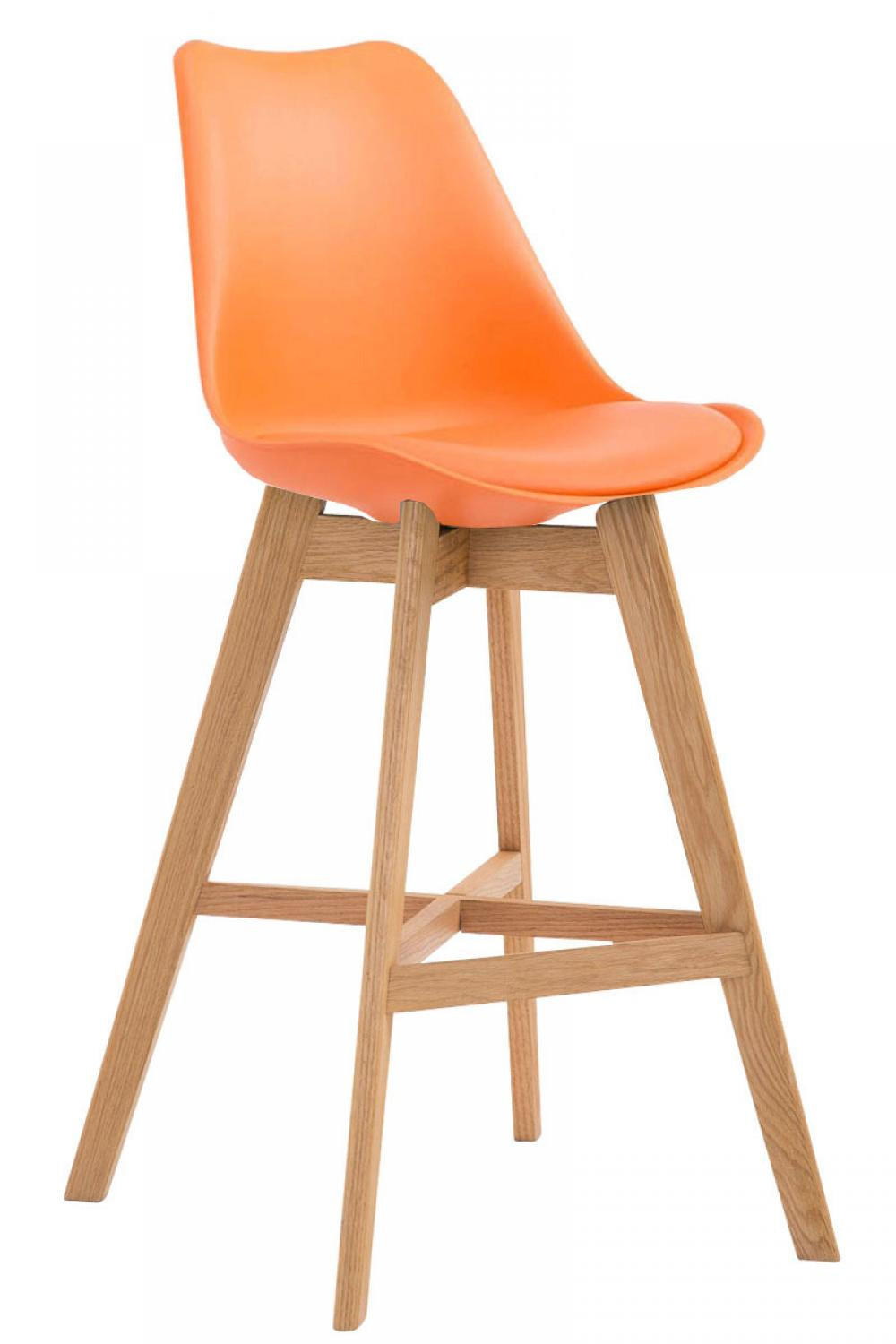 BARHOCKER Kunststoff orange - Eukalyptusholzfarben/Orange, Holz/Kunststoff (48/112/56cm) - CLP