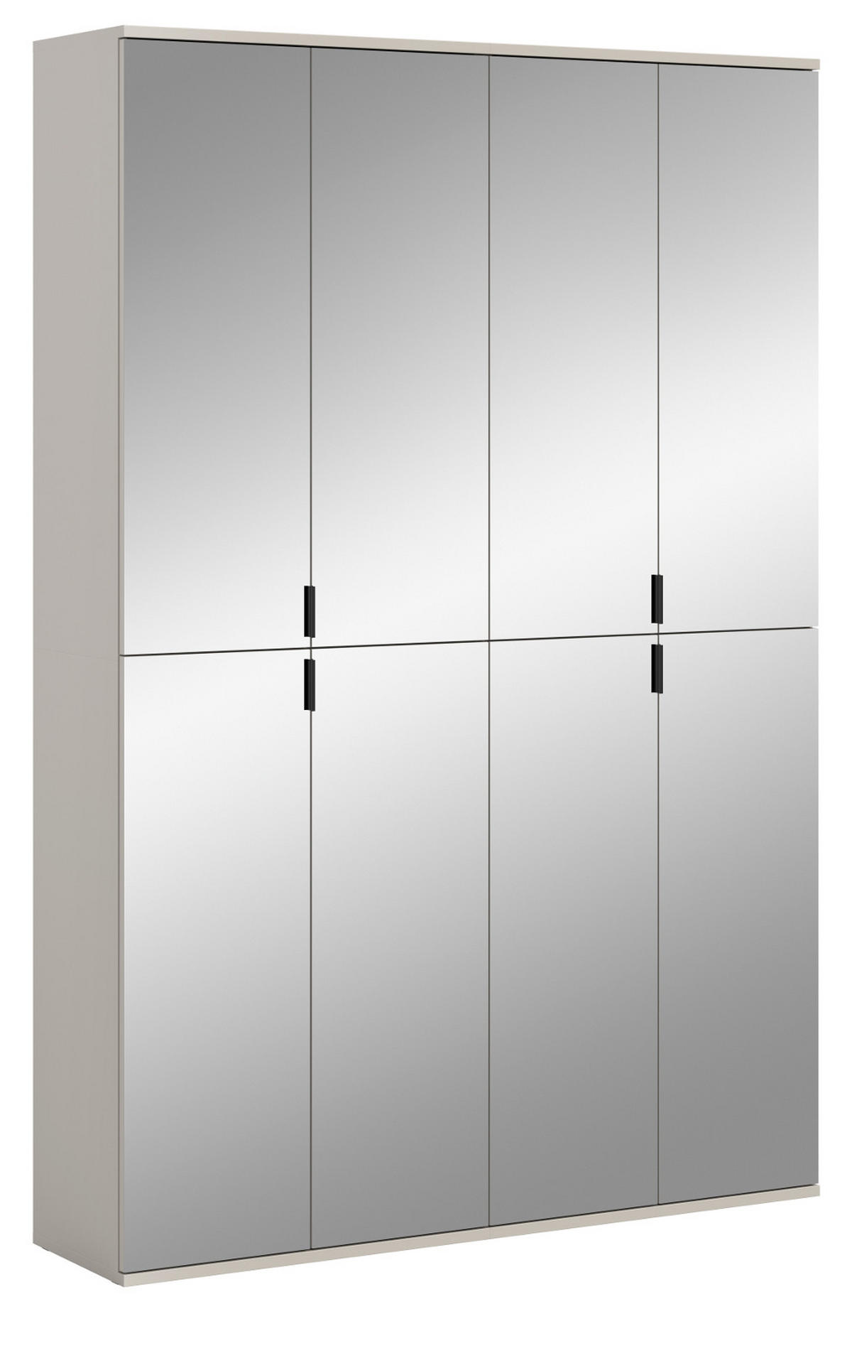 GARDEROBENSCHRANK Kaschmir 122 x 193 cm, Flurschrank mit Spiegel - Kaschmir/Schwarz, Glas/Holzwerkstoff (122/193/34cm) - Inn.Furn