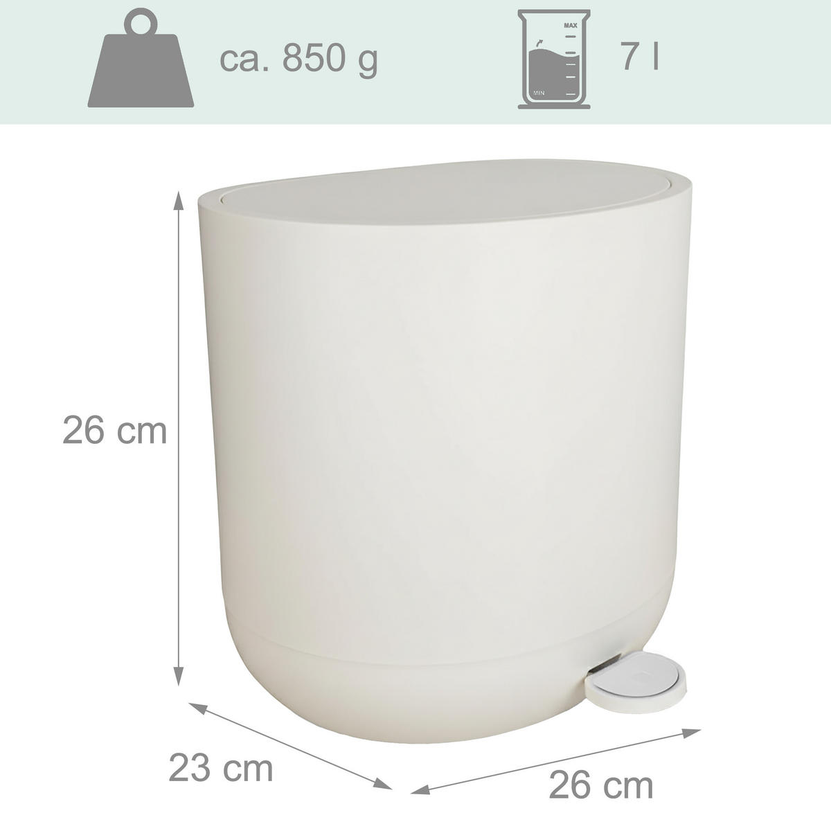 MÜLLEIMER - Beige, Kunststoff (26/26/23cm) - Relaxdays