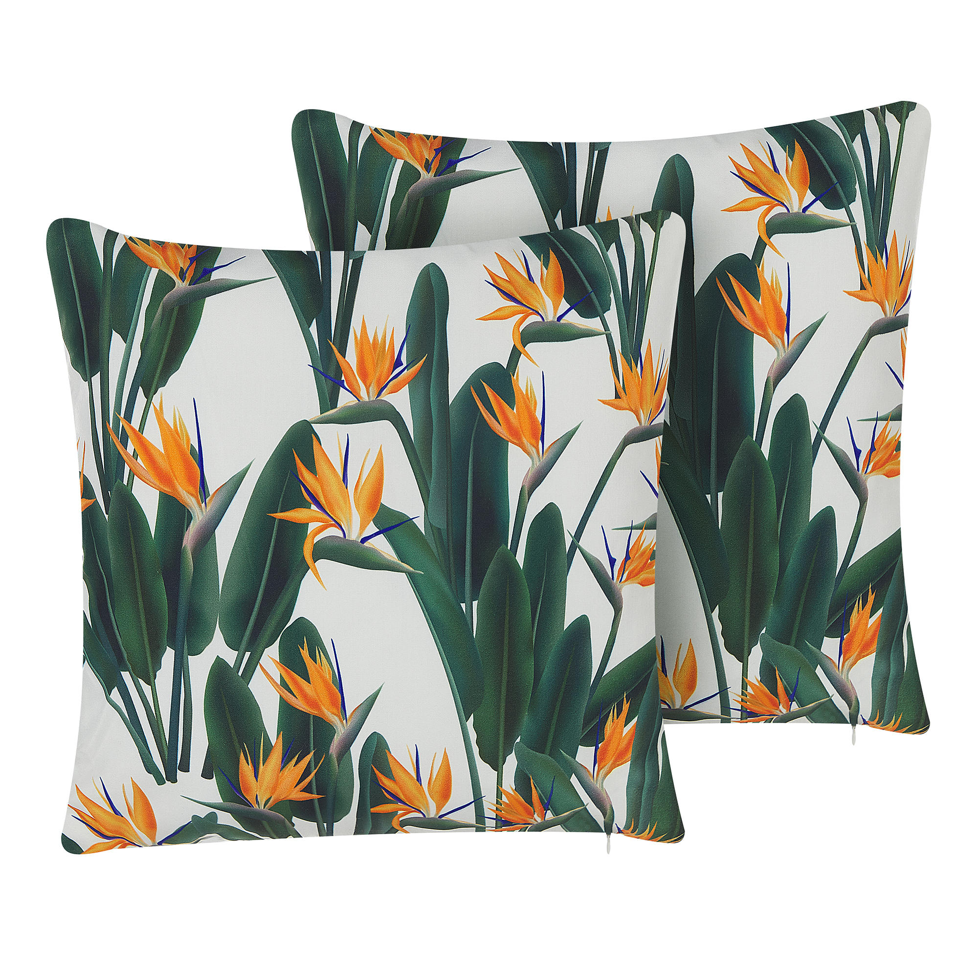GARTENKISSEN 2er-Set Blumenmuster grün 45/45 cm Tsotyli - Grün, Textil (45/45cm) - Beliani