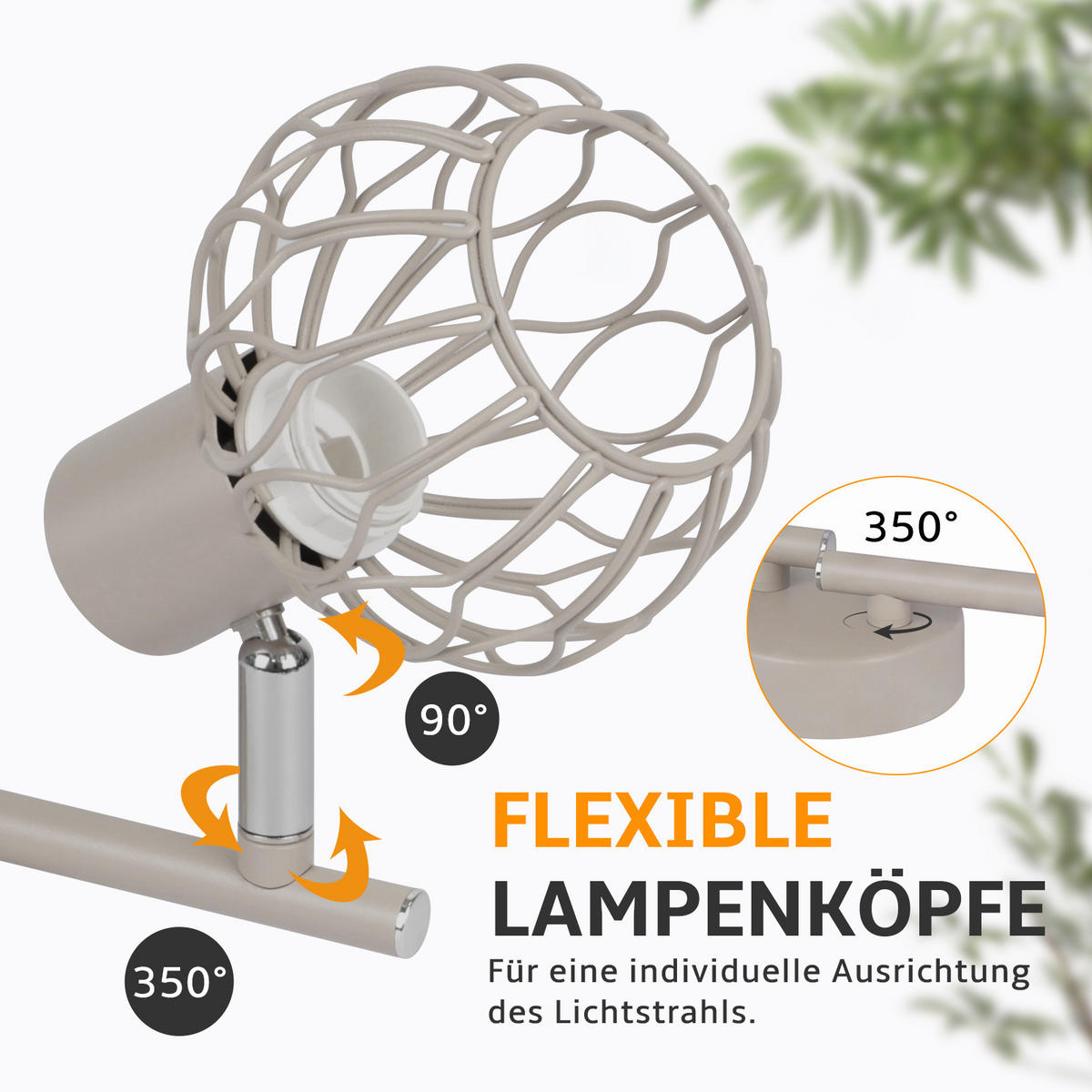 DECKENSTRAHLER Myxvin 70/10/18 cm - Grau, Metall (70/10/18cm) - ZMH