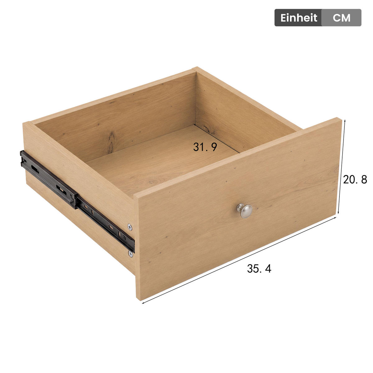 SIDEBOARD DE-38869 120/40/80 cm 3 Schubladen und 2 Türen Eiche - Eichefarben, Holzwerkstoff (120/80/40cm) - ComfortXL