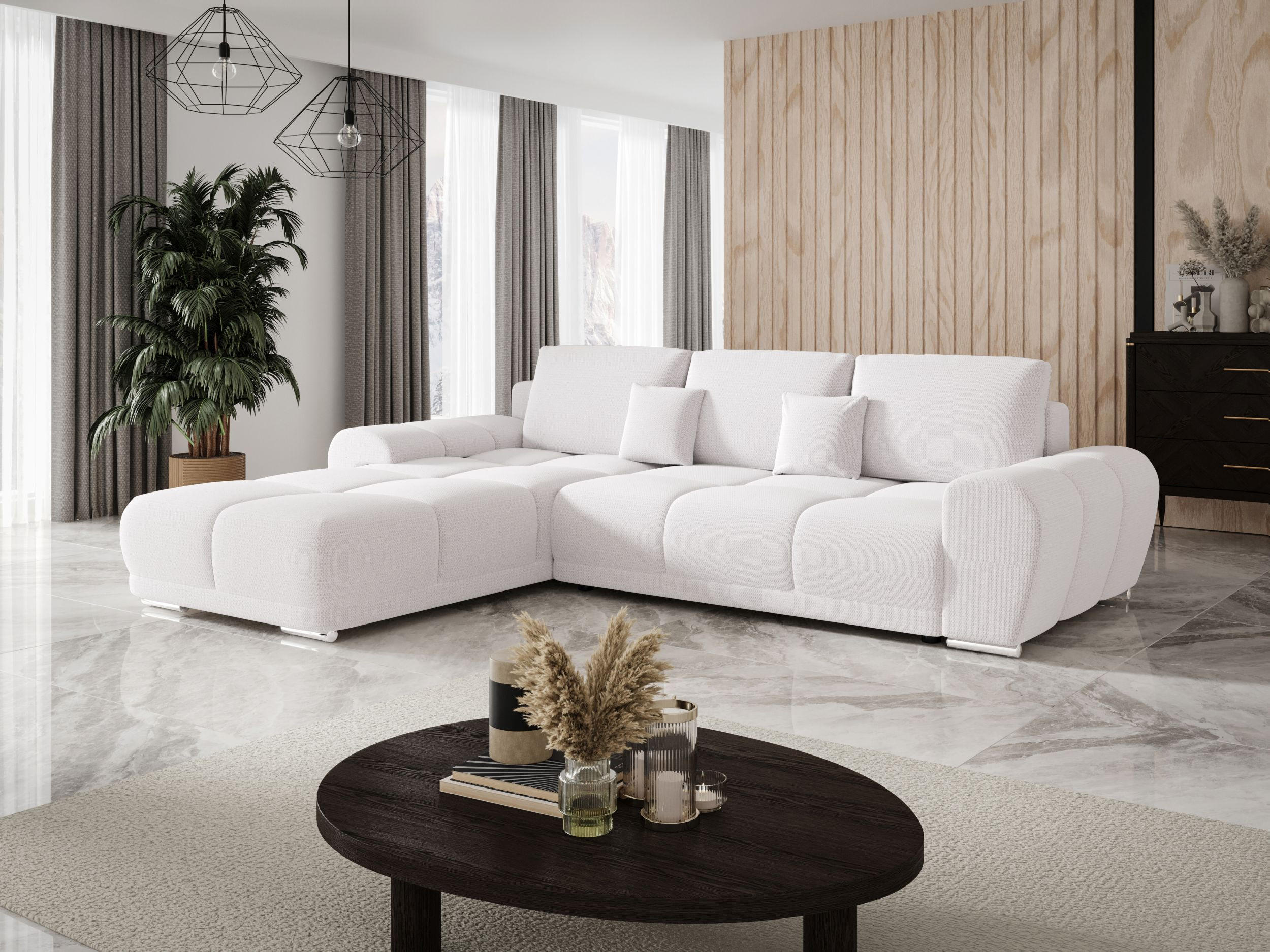 ECKSOFA BEGA L Links ARAGON 01 mit Schlaffunktion - Weiß, Textil (289/185cm) - Bedante
