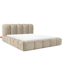 POLSTERBETT MERIDE Chenille, Graubeige - Ecru/Schwarz, Holz/Textil (200/200cm) - KONSIMO®