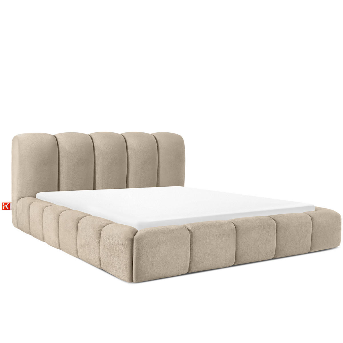 POLSTERBETT MERIDE Chenille, Graubeige - Ecru/Schwarz, Holz/Textil (200/200cm) - KONSIMO®