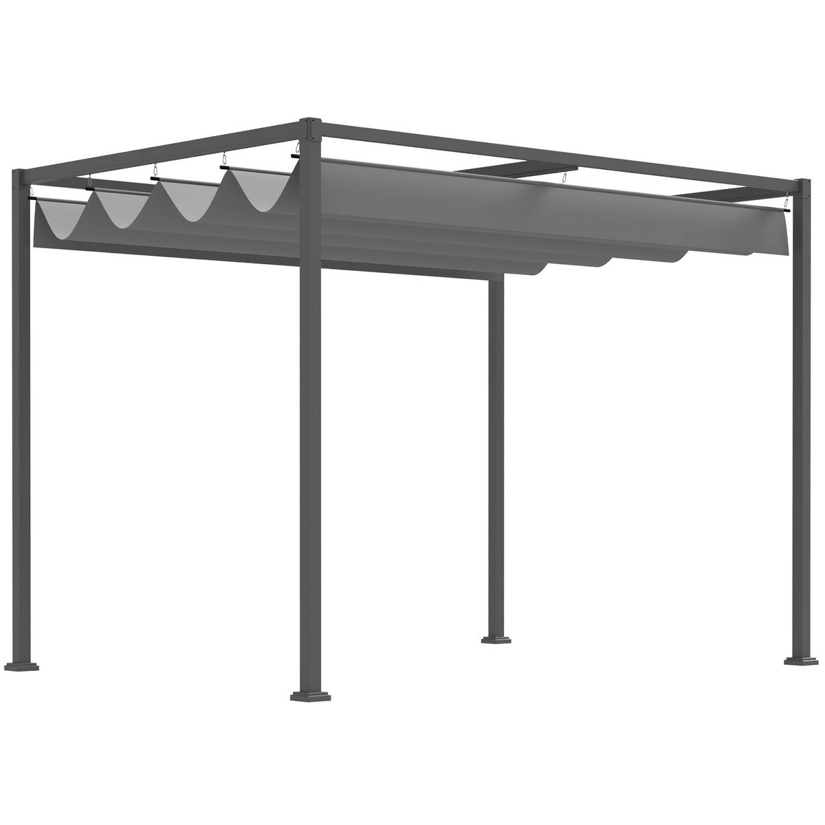 PERGOLA ca. 3 x 2 m als freistehender Gartenpavillon mit verstellbarem Dach und UV-Schutz, Terrassenüberdachung aus Metall, Grau - Grau, Metall (298/221/213cm)