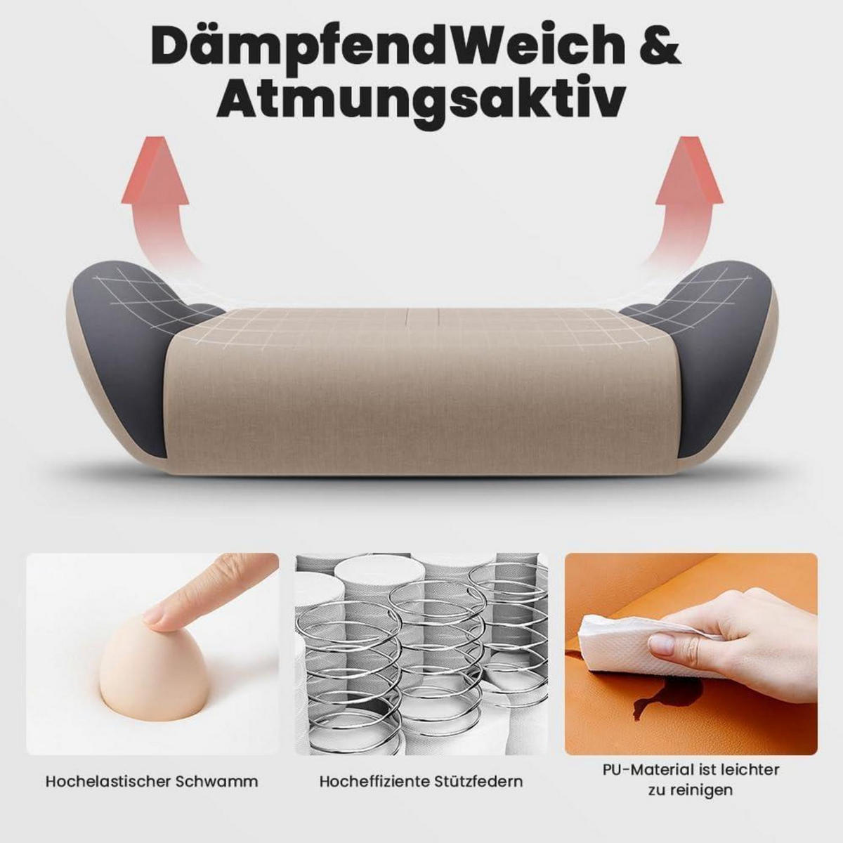 GAMING Stuhl mit Fußstütze Beige - Beige, Textil (57/45/52cm)