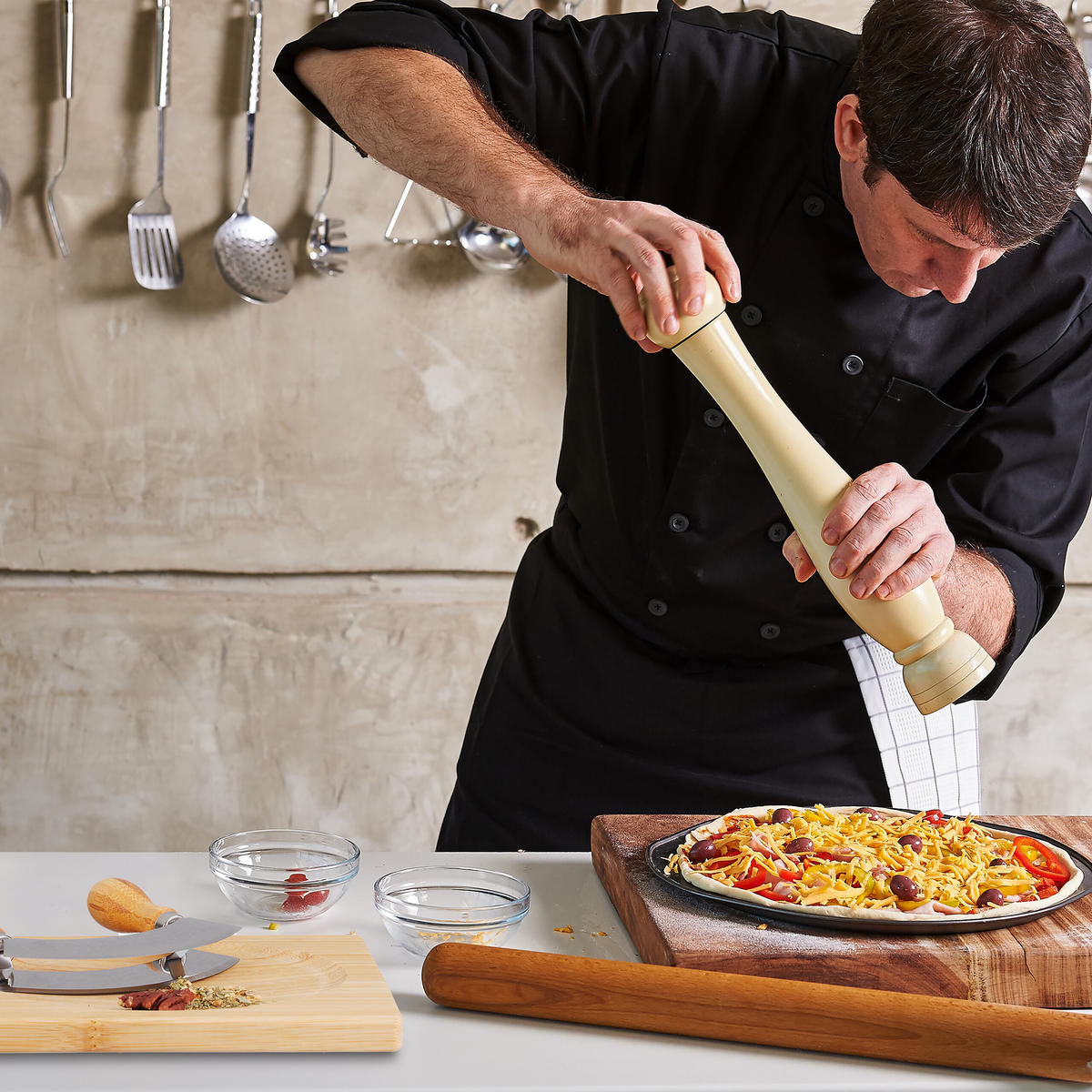 WIEGEMESSER - Hellbraun, Holz/Metall (20cm) - Relaxdays