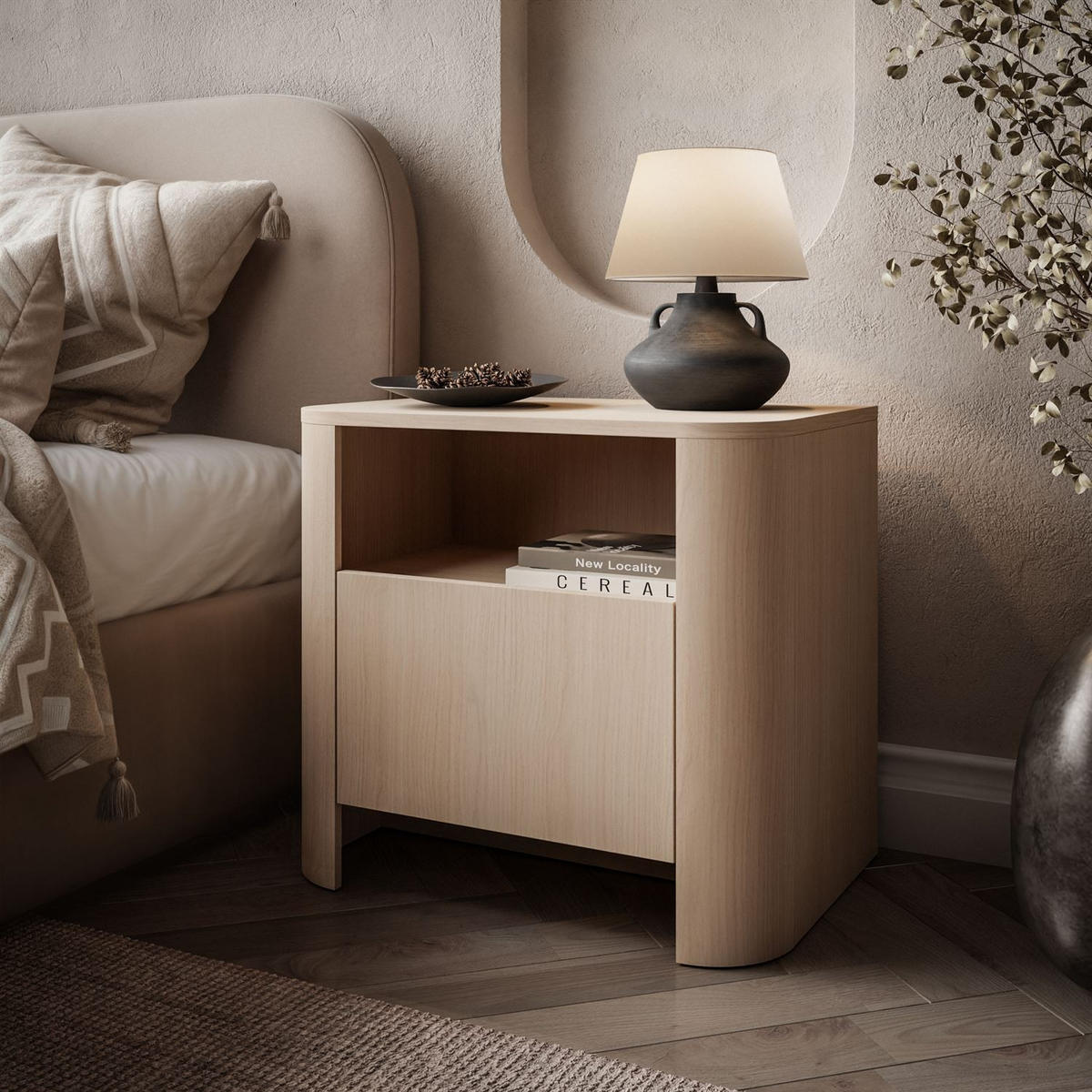 NACHTTISCH DESTINY II S-58 - Eichefarben, Holzwerkstoff (58/52/39cm) - Lookway