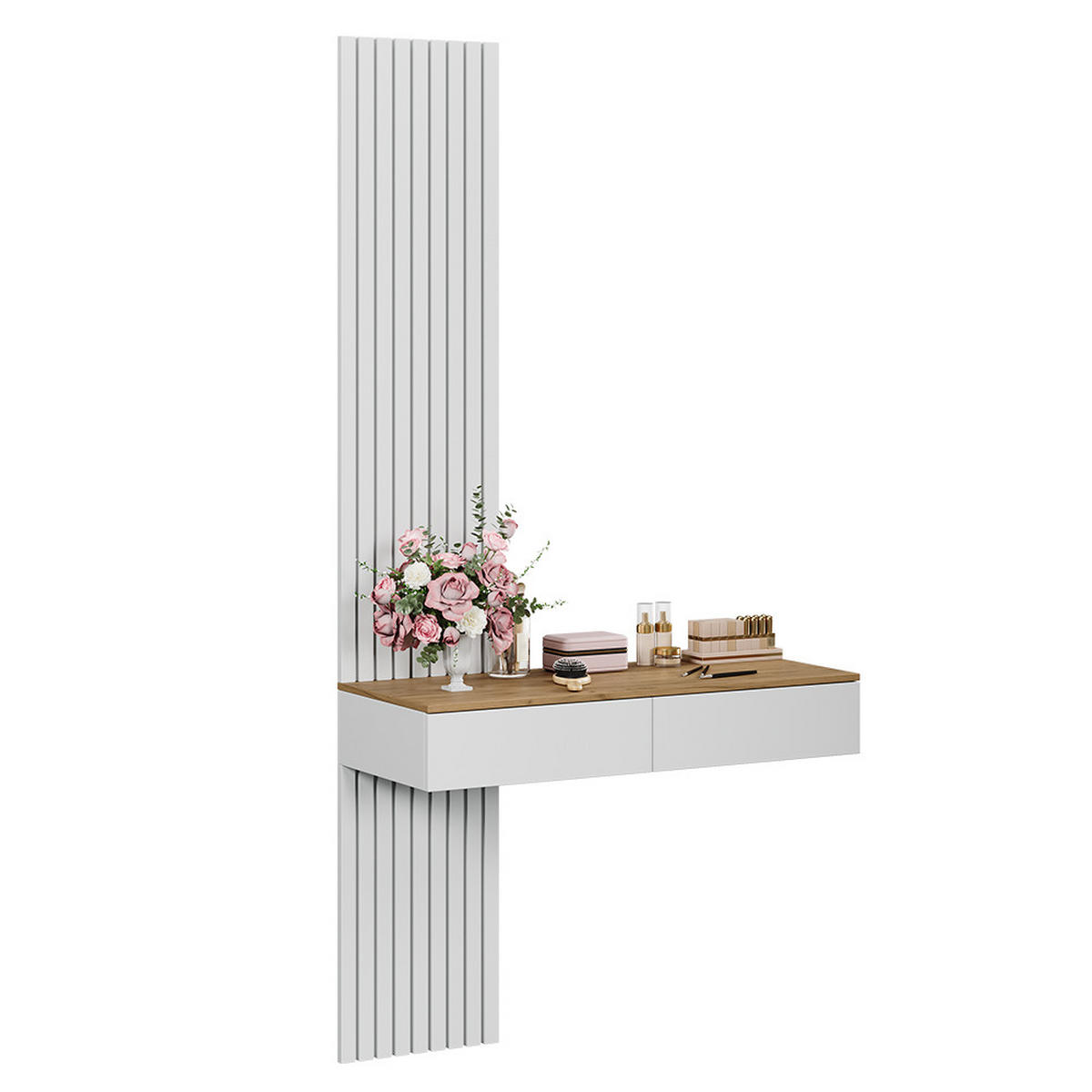 TOALETNÝ STOLÍK Melina Biela/dubová - biela, kompozitné drevo (100/205/40cm) - Vicco