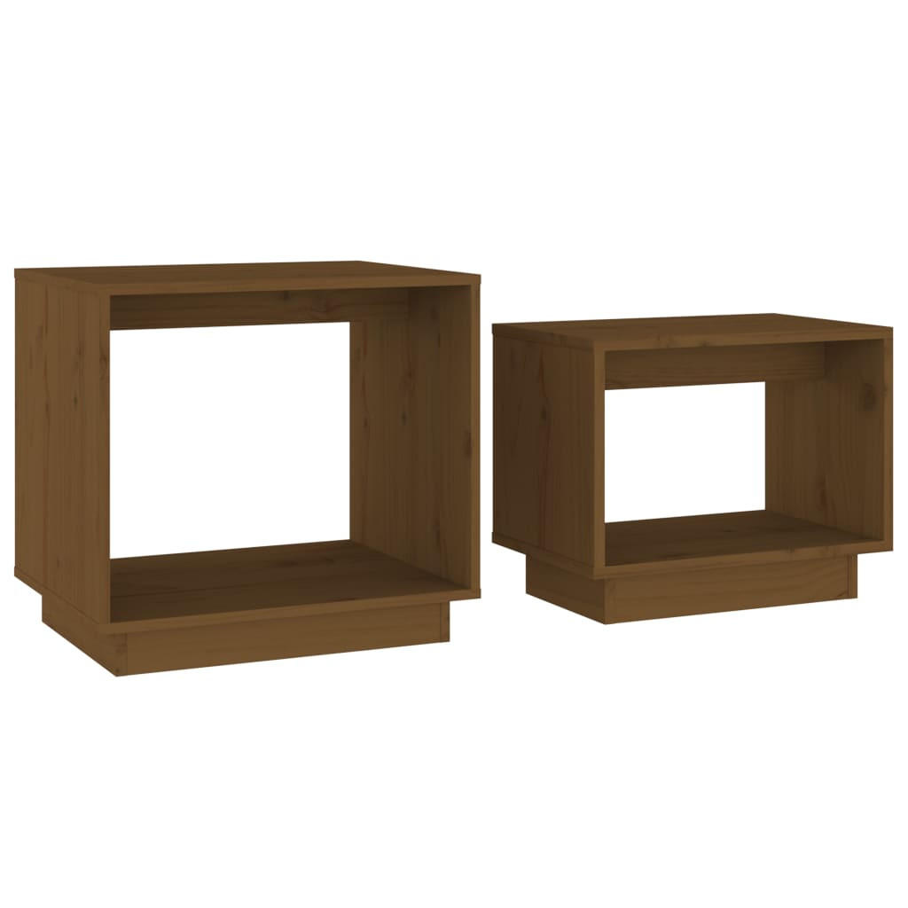 SATZTISCHE 2 Stk. Honigbraun Massivholz Kiefer - Braun, Holz (50/40/47cm) - furnicato