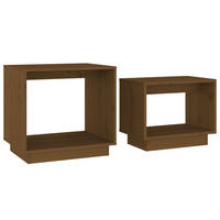 SATZTISCHE 2 Stk. Honigbraun Massivholz Kiefer - Braun, Holz (50/40/47cm) - furnicato