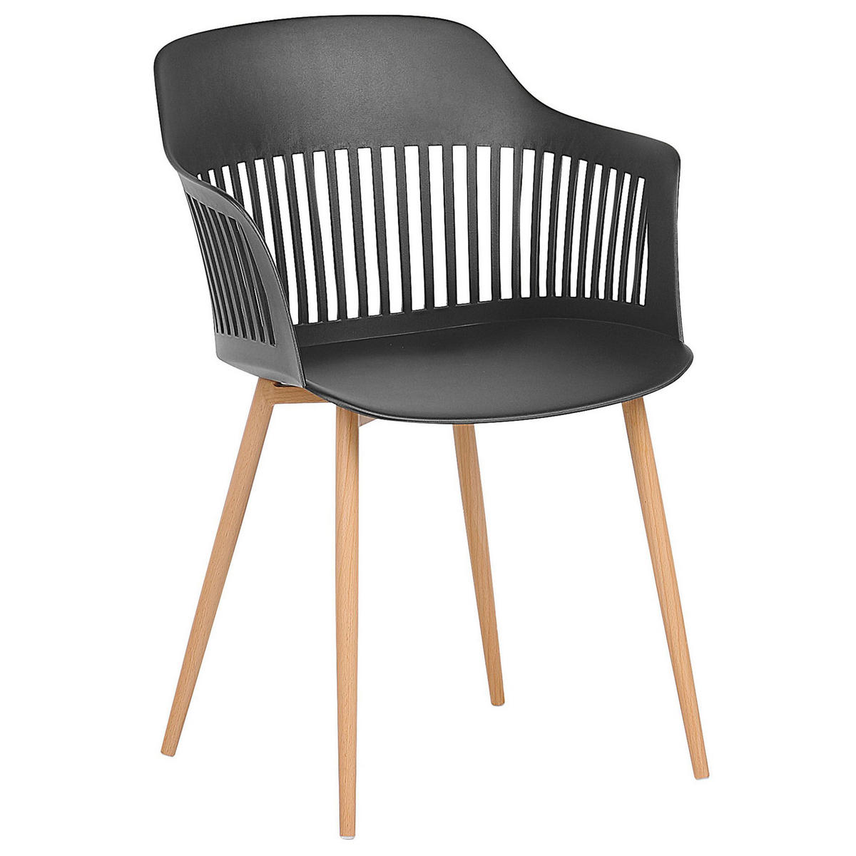 ESSZIMMERSTUHL 2er-Set Kunststoff Schwarz Bereca - Schwarz, Kunststoff/Metall (57/81/54cm) - Beliani