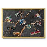 MAGNETTAFEL 60x40 cm Goldener Rahmen Verzierte Dunkle Marmoroptik - Schwarz Hochglanz, Metall (60/50/0.4cm) - TULUP