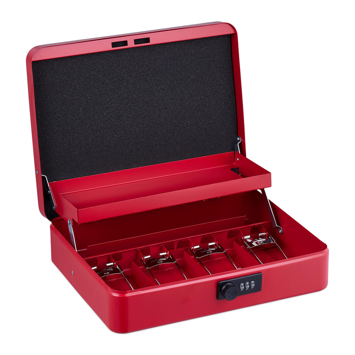 POKLADNIČKA na euro mince - červená, kov/plast (30.5/8.5/25cm) - Relaxdays