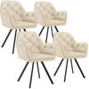 ARMLEHNSTUHL Samt Drehbarer 4er Set Lucia 58 x 58 x 87 cm creme - Creme, Kunststoff (58/87/58cm) - tectake