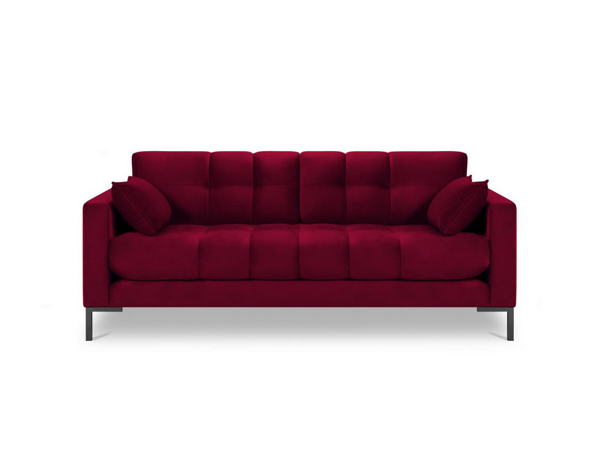SOFA Mamaia aus Samt rot 3 Sitzplätze - Rot, Textil (92/75/177cm) - Micadoni