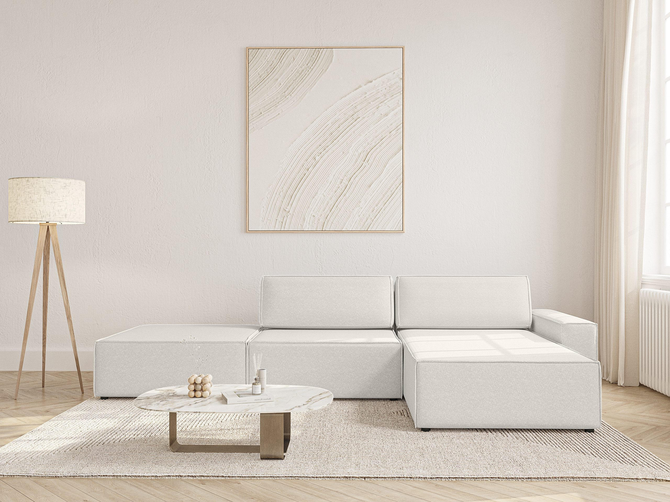 ECKSOFA Lummo Re mit Schlaffunktion, Cremeweiß - Weiß, Textil (323/185cm) - Fedve