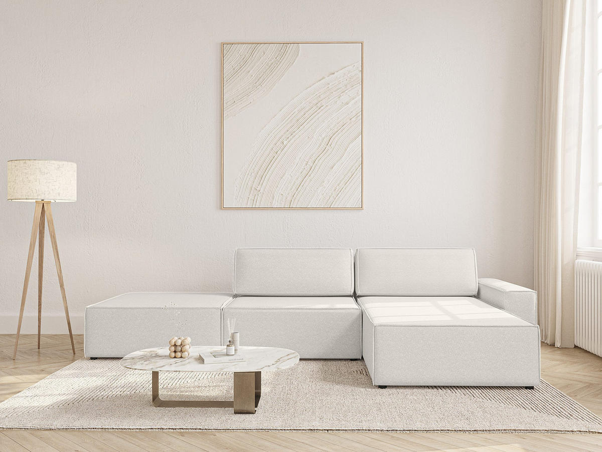 ECKSOFA Lummo Re mit Schlaffunktion, Cremeweiß - Weiß, Textil (323/185cm) - Fedve