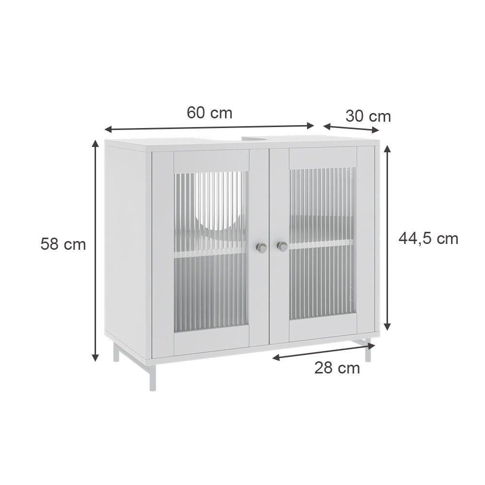 WASCHBECKENUNTERSCHRANK Malte Weiß 60 x 58 cm - Weiß, Holzwerkstoff (60/58/30cm) - Vicco