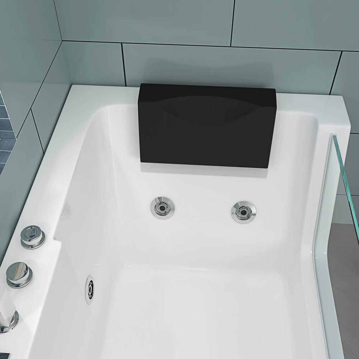 WHIRLPOOL Badewanne mit Lichttherapie CARICA - 170 x 80 cm Links - Weiß, Keramik (170/59/80cm) - Home Deluxe