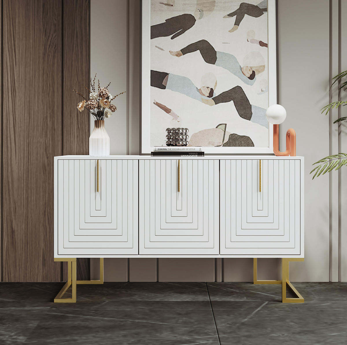 SIDEBOARD 3-türig mit verstellbaren Regalböden MDF White - Weiß, Holzwerkstoff (138/80.5/40cm) - Meubliv