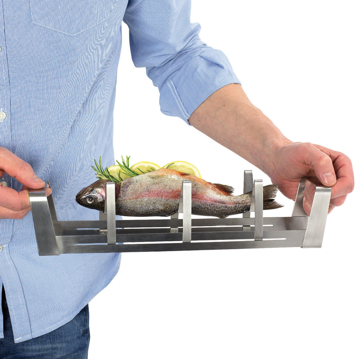 FISCHHALTER 2er-Set, silber, Edelstahl - Edelstahlfarben, Metall (36.5/8/7.5cm) - bremermann