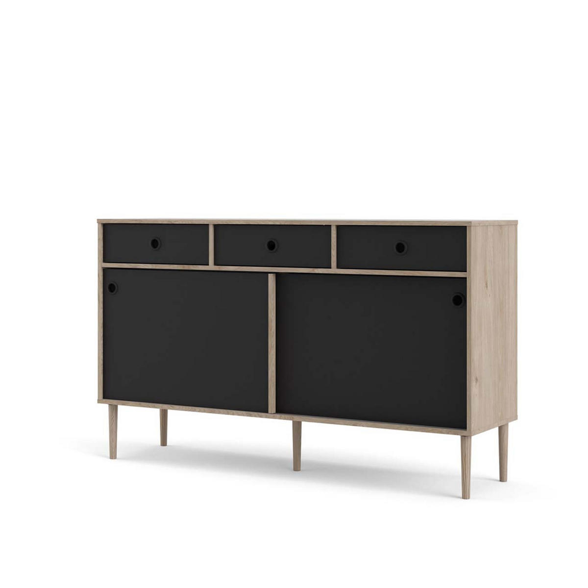 SIDEBOARD matt schwarz - Schwarz, Holzwerkstoff (148/89/41cm) - ebuy24