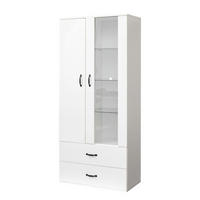 VITRINE LED-Schrank mit 2 Türen,Buffetschrank,Weiß - Weiß, Holz (59.5/182/35cm) - LVHOM