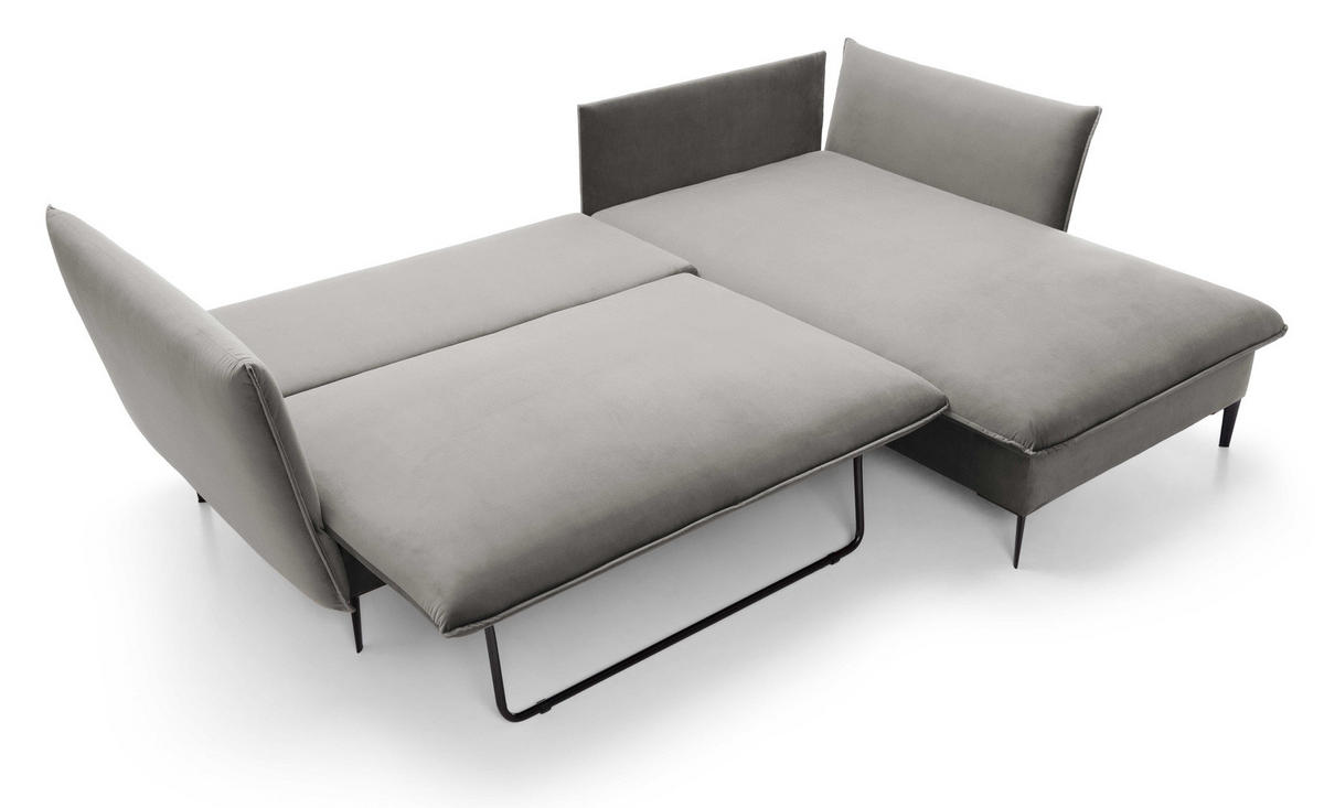 ECKSOFA Flavio mit Schlaffunktion, Bettkasten 260 cm, Rechts, Dunkelgrau - Dunkelgrau, Holz (167/258cm) - Emporius