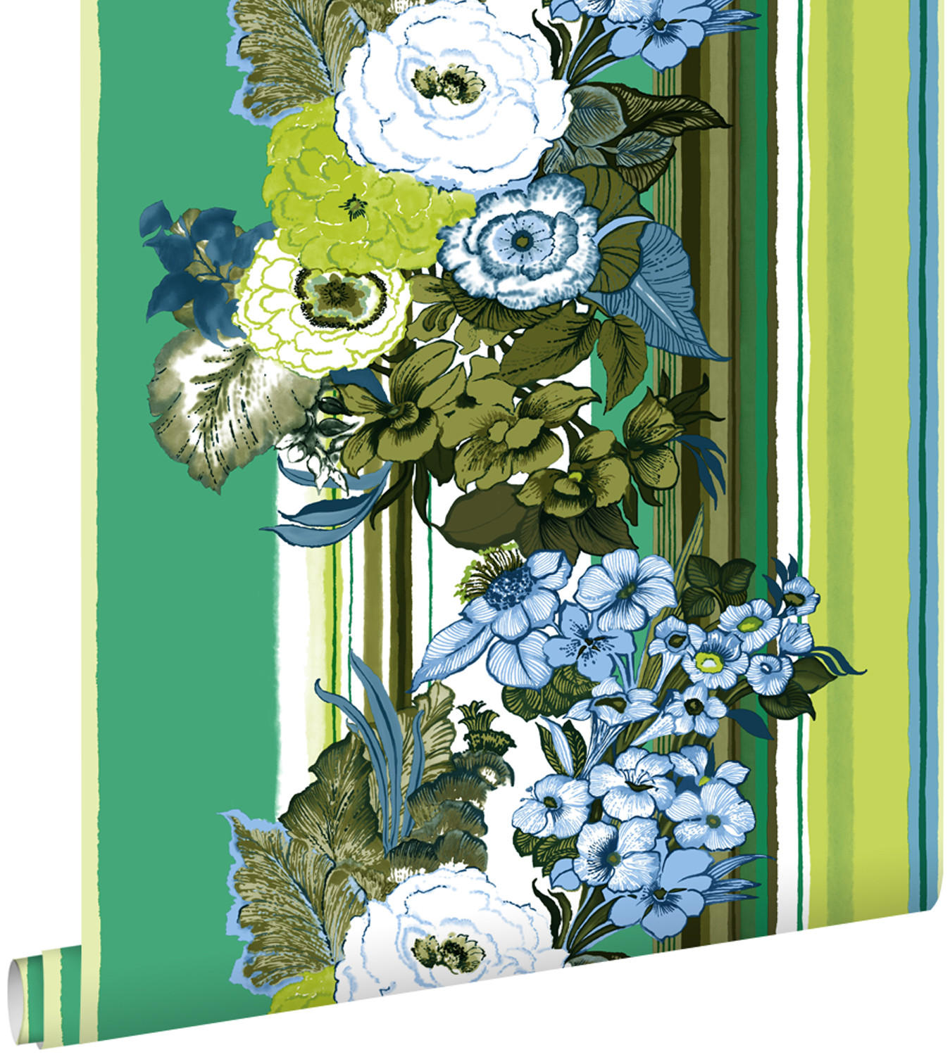 TAPETE Blumenmuster 53 cm x 10.05 m - Grün, Papier (53/1000cm) - ESTAhome