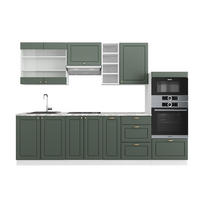 KÜCHENZEILE Fame-Line Grün-Gold Landhaus/Weiß 280 cm ohne AP - Weiß/Grün, Holzwerkstoff (280/81.6/46cm) - Vicco