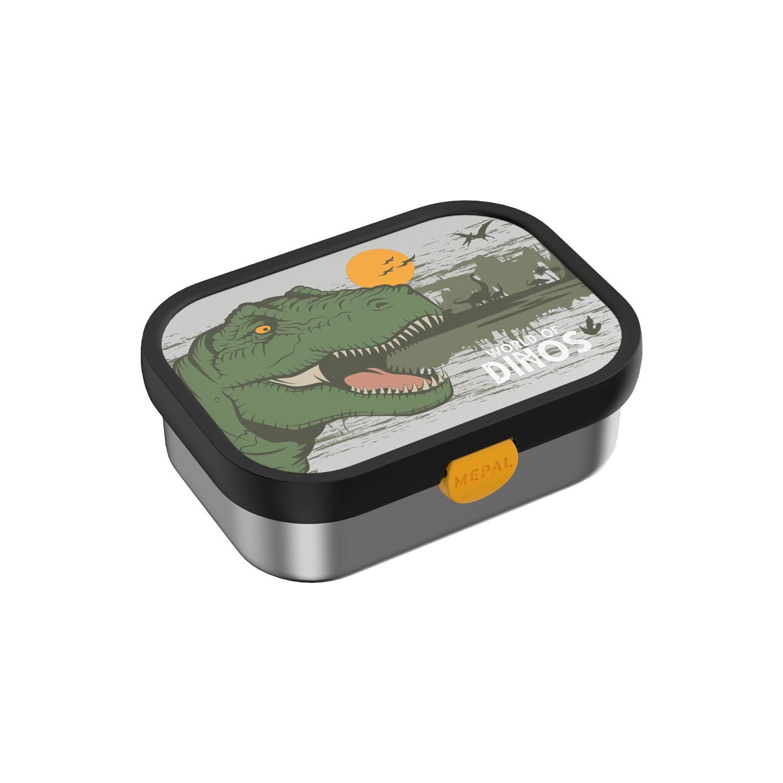 EDELSTAHL-BROTDOSE MIT GABEL Campus Dino 18 x 13 cm - Grün, Kunststoff/Metall (13.2/6.1/17.8cm) - Mepal