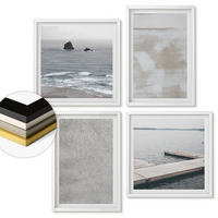 WANDBILDER 4er-Set - 50x50 cm & 40x60 cm Weißer Rahmen - Abstraktes Design, moderne Texturen - Weiß, Kunststoff (50/50cm) - ArtPrintCave