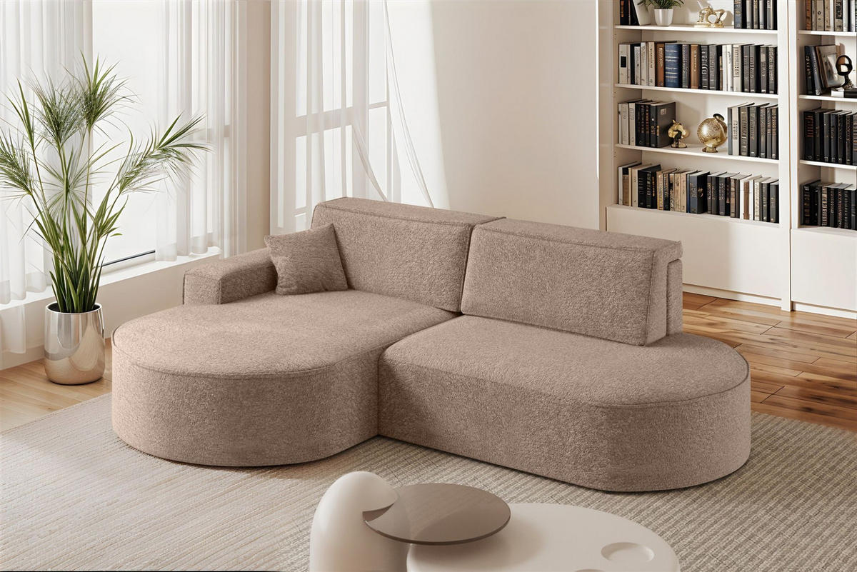ECKSOFA Venedig Mit Schlaffunktion - Sandfarben, Holzwerkstoff/Textil (278/179cm) - Fun Möbel